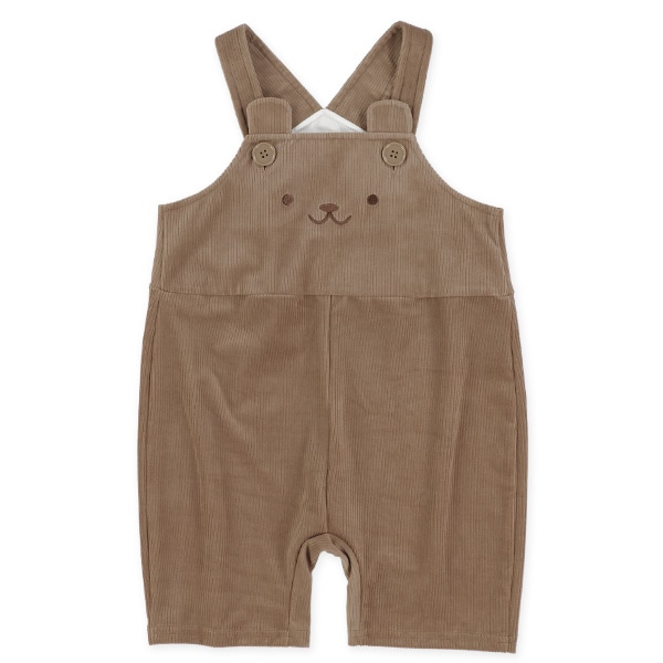 ニットコール8分丈くまサロペットパンツ＆長袖Tシャツセット