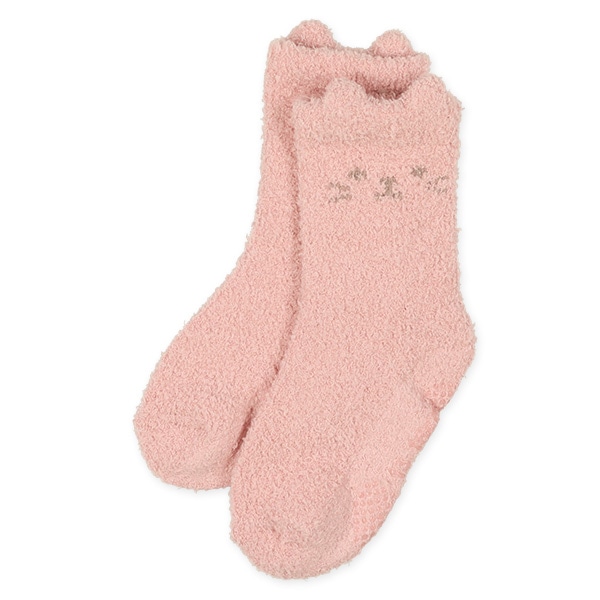 2足組ベビーもこもこクルーソックス（耳付きねこ）