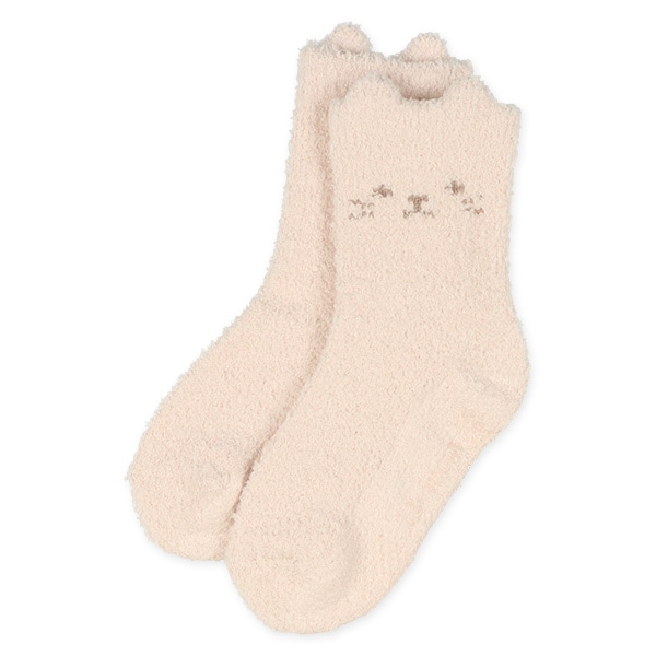 2足組ベビーもこもこクルーソックス（耳付きねこ）