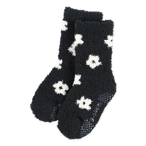 2足組ベビーもこもこクルーソックス（花）