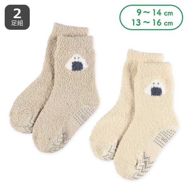 2足組ベビーもこもこクルーソックス（おにぎり）