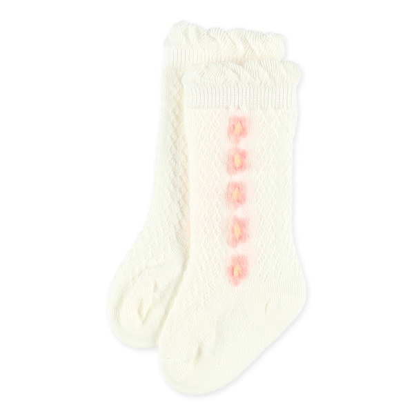 2足組新生児ハイソックス（花フロート）