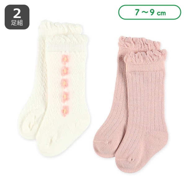 2足組新生児ハイソックス（花フロート）