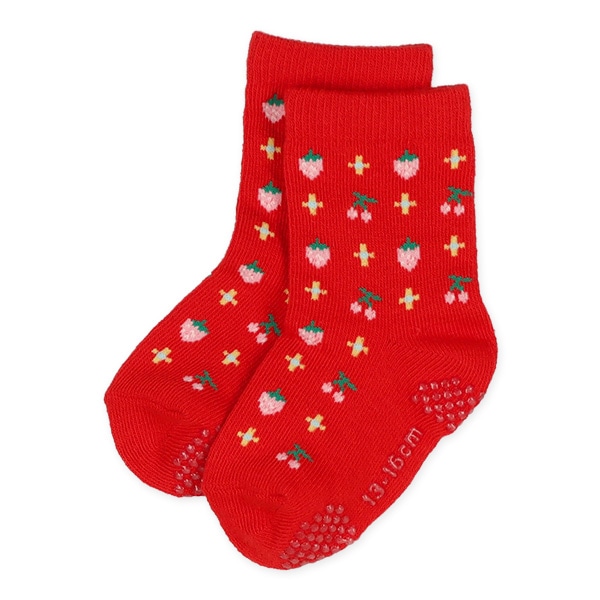 3足組ベビークルーソックス（いちご&チェリー）