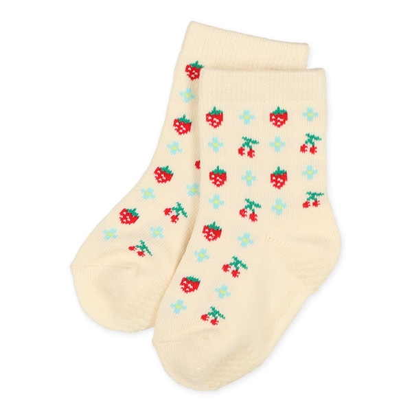 3足組ベビークルーソックス（いちご&チェリー）