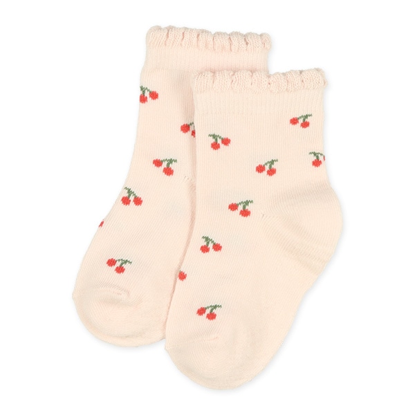 3足組ベビークルーソックス（チェリー・いちご・花）