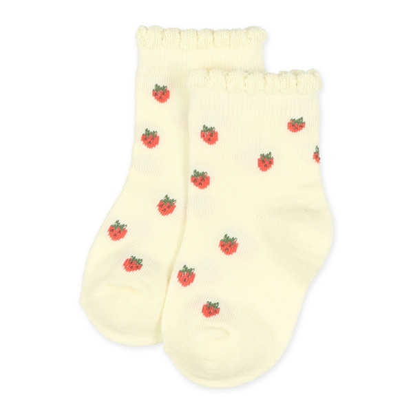 3足組ベビークルーソックス（チェリー・いちご・花）