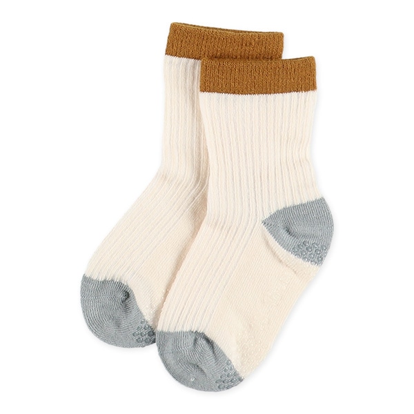 3足組ベビークルーソックス（配色リブ）