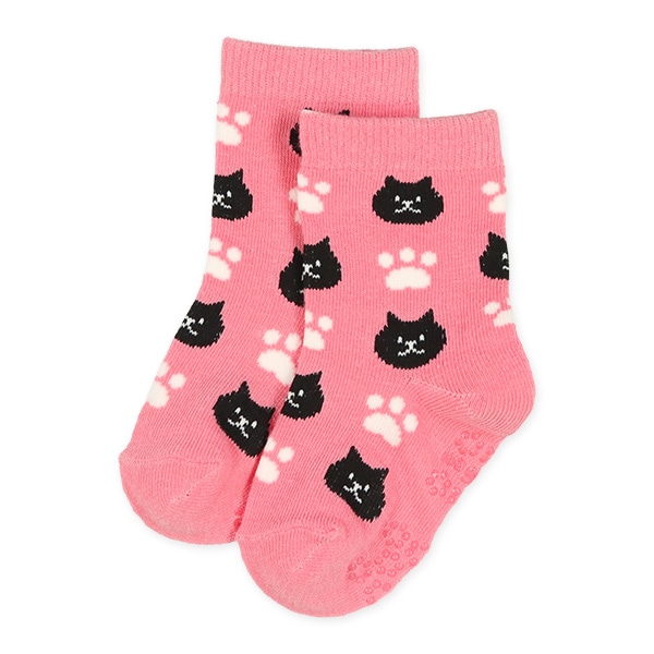 3足組ベビークルーソックス（ねこ総柄）