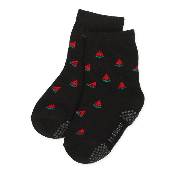 3足組ベビークルーソックス（フルーツ総柄）