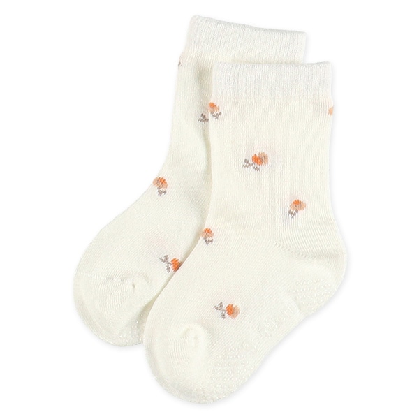 3足組ベビークルーソックス（ナチュラル花）
