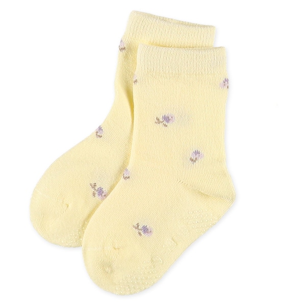 3足組ベビークルーソックス（ナチュラル花）