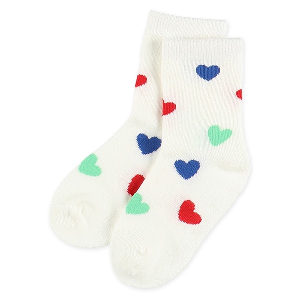 3足組ベビークルーソックス（カラフルハート）