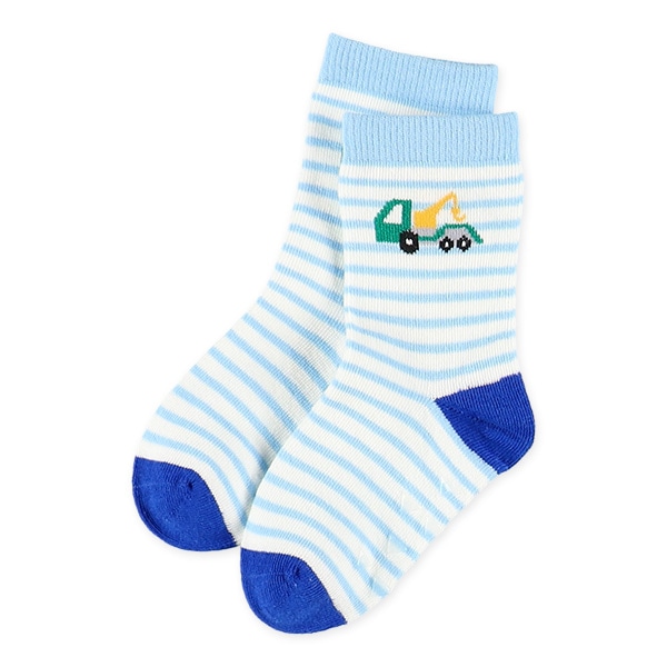 3足組ベビークルーソックス（くるま総柄）