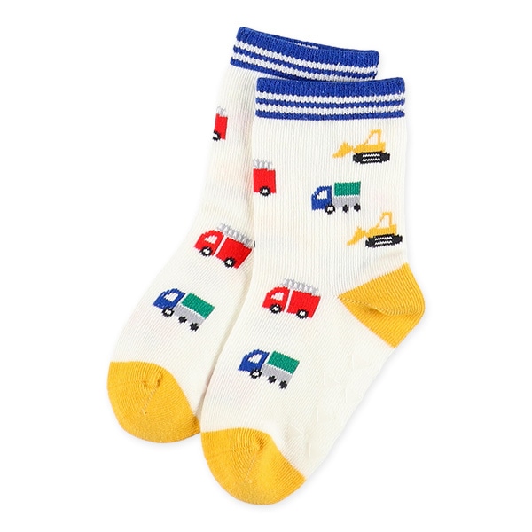 3足組ベビークルーソックス（くるま総柄）