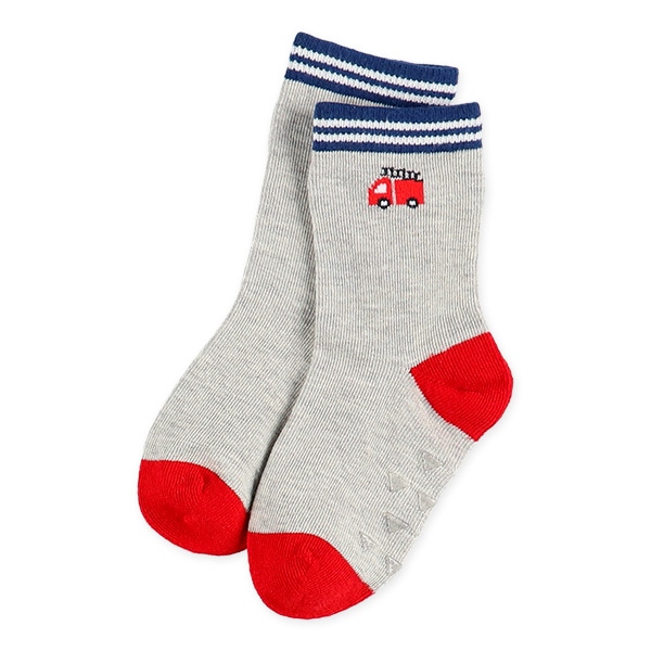 3足組ベビークルーソックス（くるま総柄）