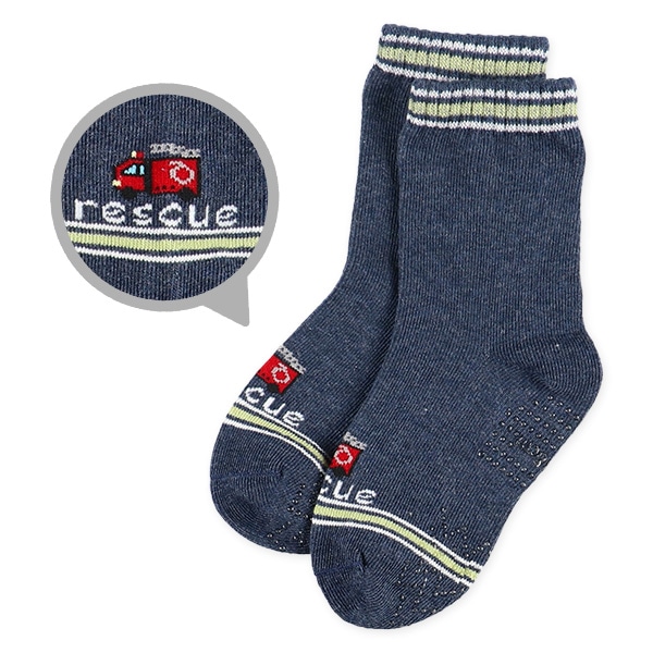 3足組ベビークルーソックス（くるま・ボーダー）