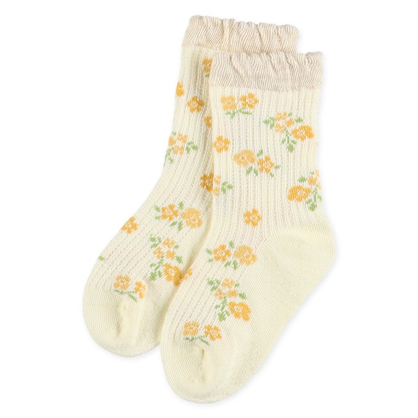 3足組ベビークルーソックス（花柄）