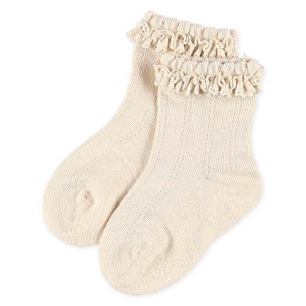 3足組ベビークルーソックス（綿レース）