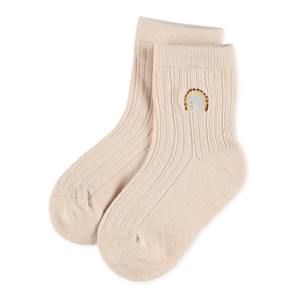 3足組ベビークルーソックス（虹刺繍）