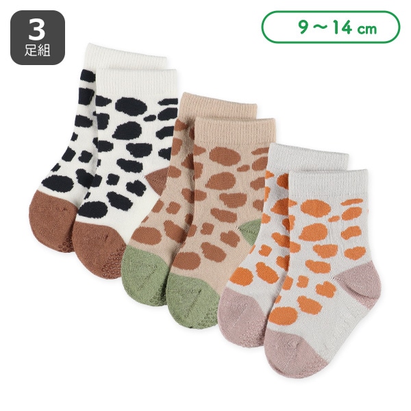 3足組ベビークルーソックス（アニマル柄）
