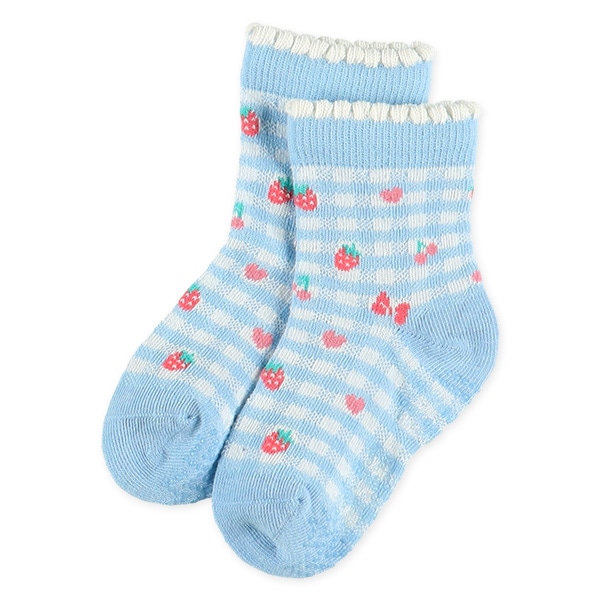 3足組ベビークルーソックス（いちご・うさぎ）