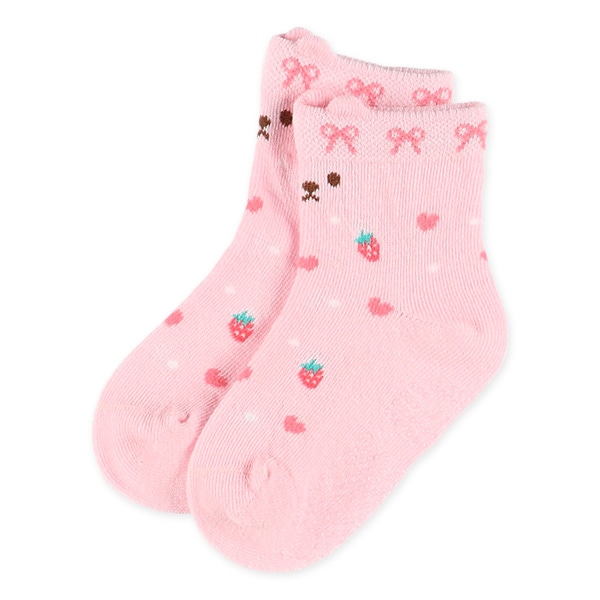 3足組ベビークルーソックス（いちご・うさぎ）