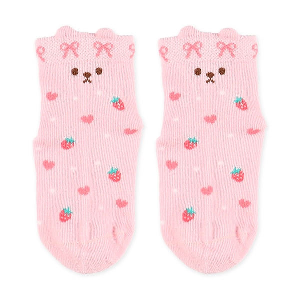 3足組ベビークルーソックス（いちご・うさぎ）