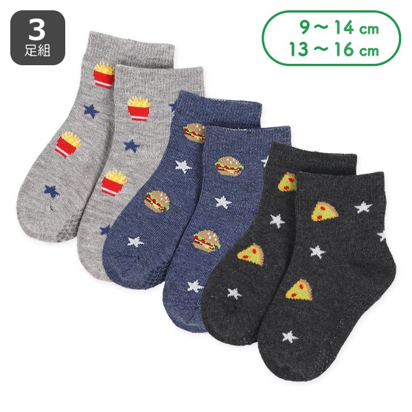 3足組ベビークルーソックス（ジャンクフード）