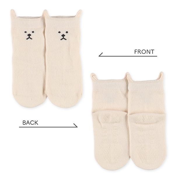 3足組べビーアンクルソックス（耳付きいぬ）