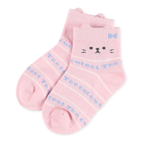 3足組ベビーアンクルソックス（ねこボーダー）