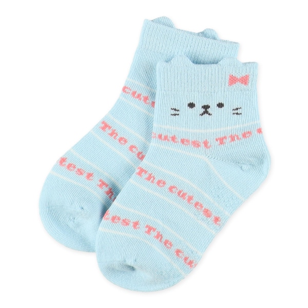 3足組ベビーアンクルソックス（ねこボーダー）