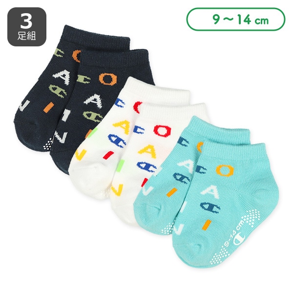 Champion）3足組ベビーローカットソックス（総柄）