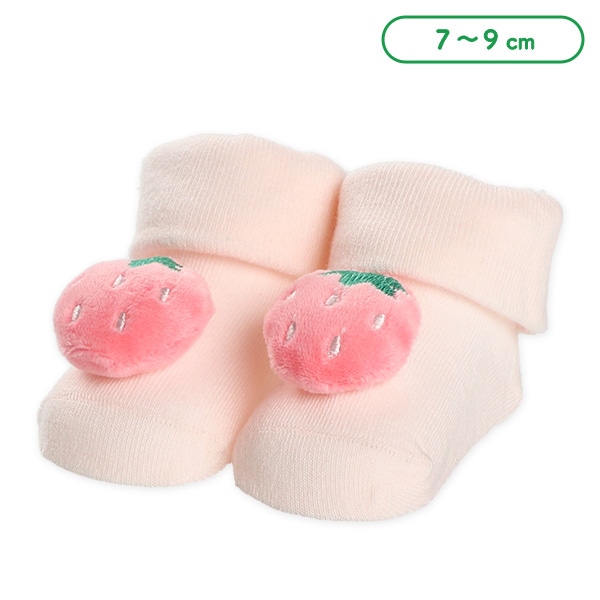 新生児ぬいぐるみ付きクルーソックス（いちご）