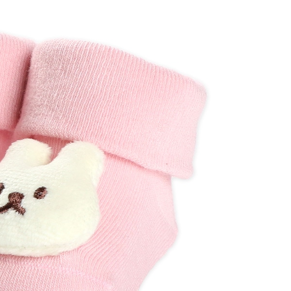 ぬいぐるみ付き新生児クルーソックス（うさぎ）