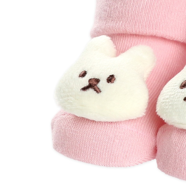 ぬいぐるみ付き新生児クルーソックス（うさぎ）