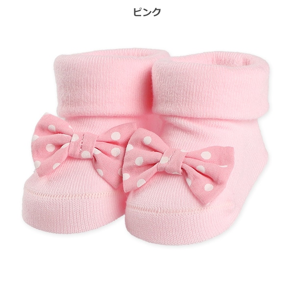 新生児クルーソックス（リボン）