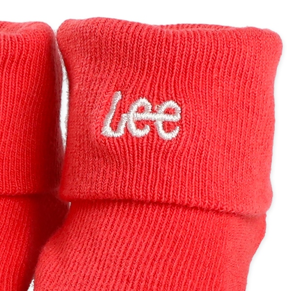 Lee）新生児クルーソックス（ロゴ刺繍・レッド）