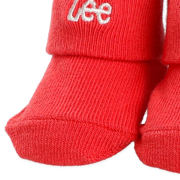 Lee）新生児クルーソックス（ロゴ刺繍・レッド）