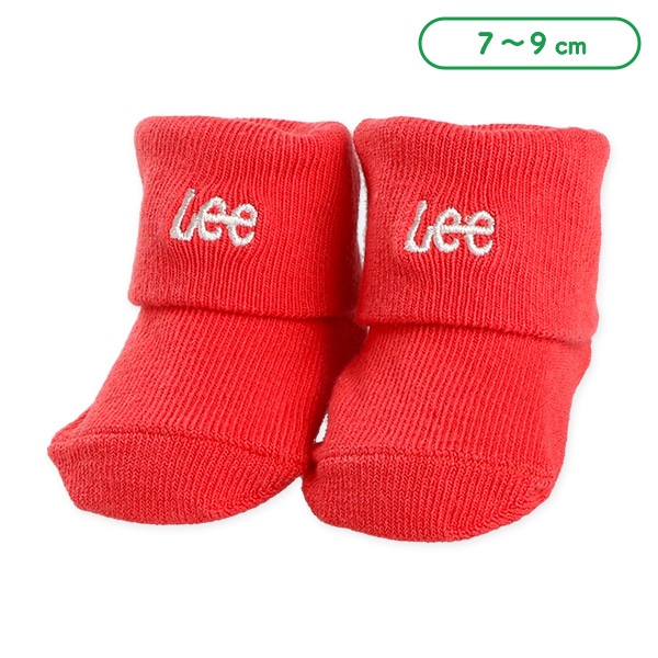 Lee）新生児クルーソックス（ロゴ刺繍・レッド）