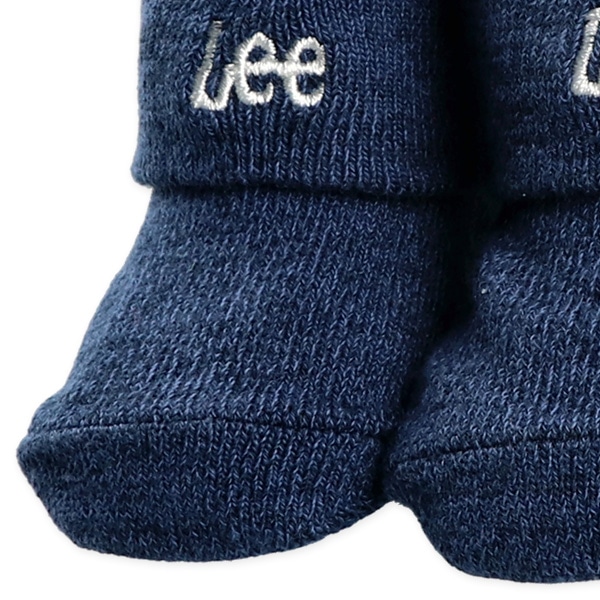 Lee）新生児クルーソックス（ロゴ刺繍・ネイビー）