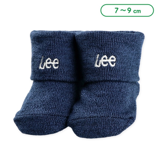 Lee）新生児クルーソックス（ロゴ刺繍・ネイビー）