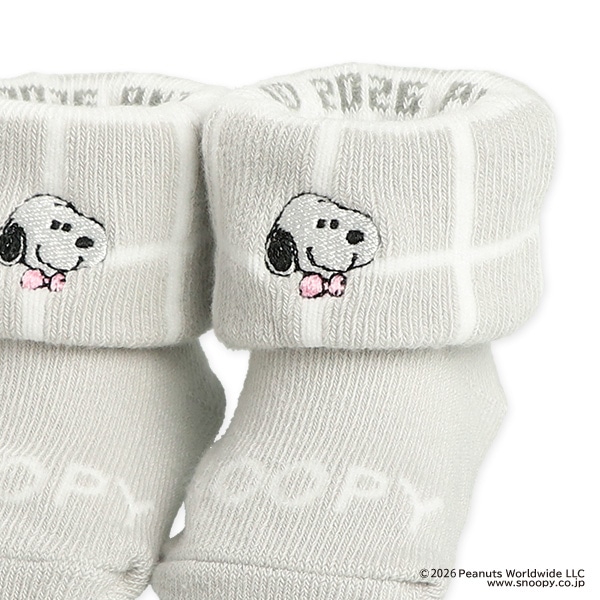 新生児クルーソックス（スヌーピー・刺繍）