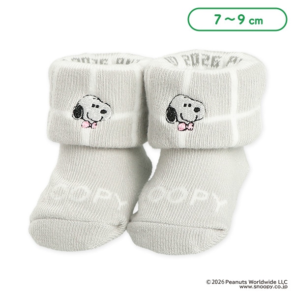 新生児クルーソックス（スヌーピー・刺繍）