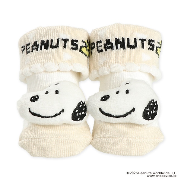 ぬいぐるみ付き新生児クルーソックス（スヌーピー）