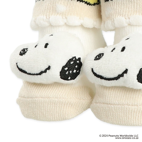 ぬいぐるみ付き新生児クルーソックス（スヌーピー）