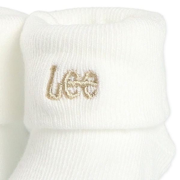 Lee）新生児クルーソックス（ロゴ刺繍・ホワイト）