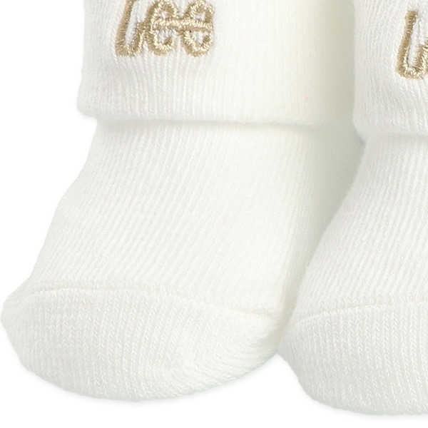 Lee）新生児クルーソックス（ロゴ刺繍・ホワイト）