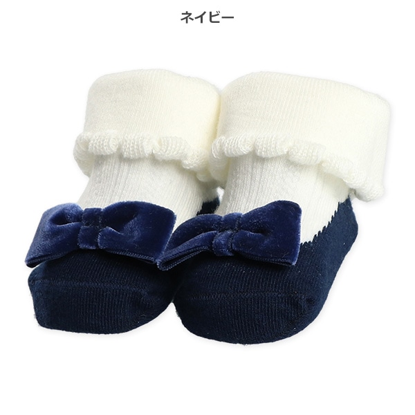 新生児クルーソックス（リボン）