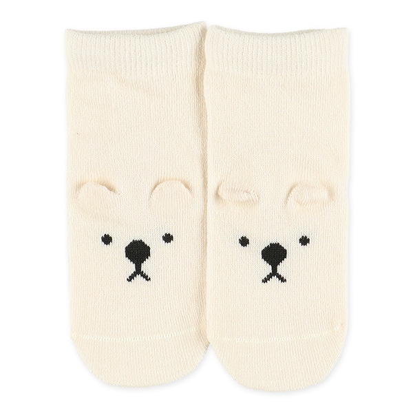 3足組新生児クルーソックス（耳付きアニマル）